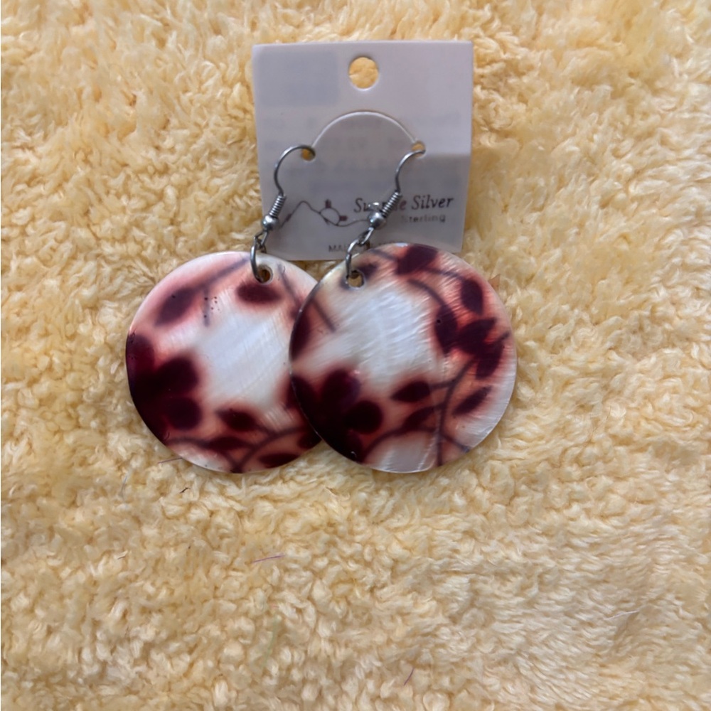 Red and White Earrings